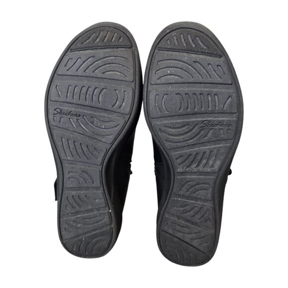 Skechers Womens 6 Arya Mod Squad Black Memory Foam Leather Ankle Wedge Booties - Picture 8 of 15